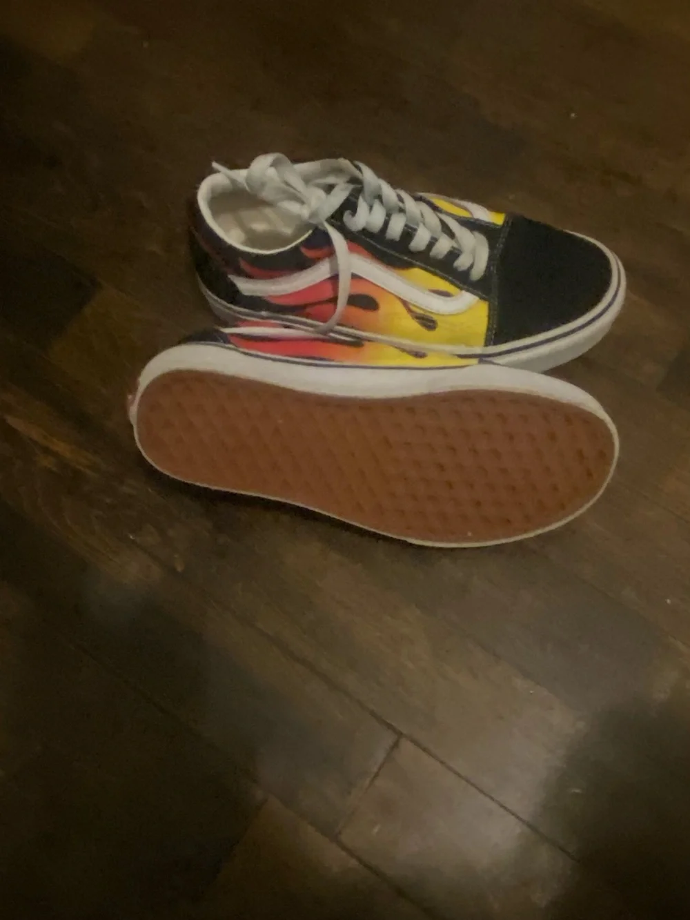 Vans Kids Low-Top Sneakers with Yellow, Red & Black Flame Print